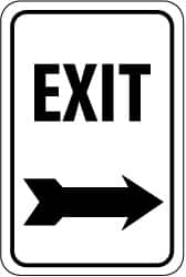 NMC - "Exit", "Right Arrow", 12" Wide x 18" High, Aluminum Parking Lot Traffic Signs - 0.063" Thick, Black on White, Rectangle, Post Mount - Caliber Tooling