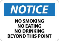 NMC - "Notice - No Smoking - No Eating - No Drinking Beyond This Area", 10" Long x 14" Wide, Aluminum Safety Sign - Rectangle, 0.04" Thick, Use for Accident Prevention - Caliber Tooling