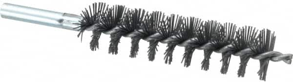 Schaefer Brush - 4" Brush Length, 1" Diam, Single Stem, Single Spiral Tube Brush - 6-1/4" Long, Silicone Carbide Impregnated Nylon, 12-24 Female Connection - Caliber Tooling