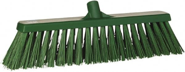 Vikan - 19" Heavy Duty Synthetic Push Broom - 2" Bristle Length, Plastic Block, European Threaded Handle Connection - Caliber Tooling