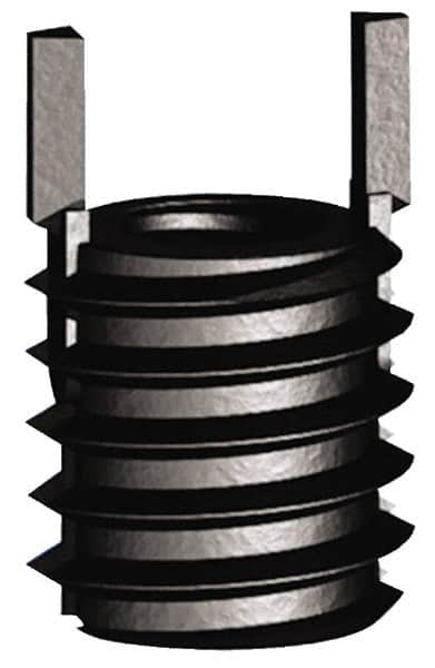 Jergens - M4x0.70 Internal, M8x1.25 External, Metric Coarse, 8mm Insert Length, Heavy Duty Keylocking Thread Inserts - Carbon Steel, Zinc Phosphate Finish, Grade C1215, 6H Internal Class of Fit, 6G External Class of Fit, Use Tool 215-064763 - Exact Industrial Supply