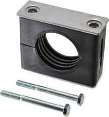 HYDAC - 3.46" Wide x 2.83" High x 1.18" Deep, Polypropylene Standard Duty Vibration-Control Clamp - Carbon Steel Plate, For 1-1/2" Pipe, Mount with Weld Plate, Top Plate, Plastic Clamp Pair, Bolts - Caliber Tooling