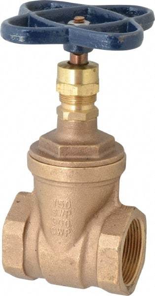 NIBCO - 1-1/2" Pipe, Class 150, Threaded Bronze Solid Wedge Stem Gate Valve - 300 WOG, 150 WSP, Screw-In Bonnet - Caliber Tooling