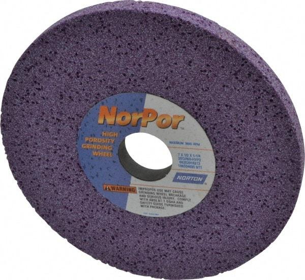 Norton - 7" Diam x 1-1/4" Hole x 1/2" Thick, H Hardness, 60 Grit Surface Grinding Wheel - Ceramic, Type 1, Medium Grade, 3,600 Max RPM, Vitrified Bond, No Recess - Caliber Tooling