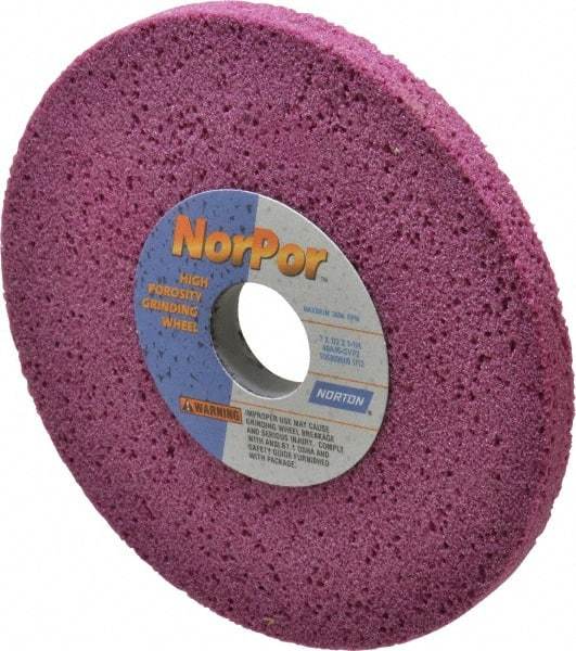 Norton - 7" Diam x 1-1/4" Hole x 1/2" Thick, G Hardness, 46 Grit Surface Grinding Wheel - Aluminum Oxide, Type 1, Coarse Grade, 3,600 Max RPM, Vitrified Bond, No Recess - Caliber Tooling