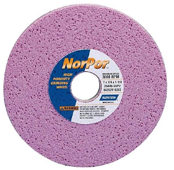 Norton - 14" Diam x 5" Hole x 2" Thick, H Hardness, 46 Grit Surface Grinding Wheel - Aluminum Oxide, Type 5, Coarse Grade, 2,320 Max RPM, Vitrified Bond, One-Side Recess - Caliber Tooling