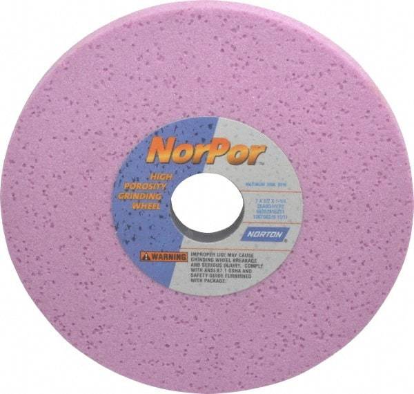 Norton - 7" Diam x 1-1/4" Hole x 1/2" Thick, H Hardness, 60 Grit Surface Grinding Wheel - Aluminum Oxide, Type 1, Medium Grade, 3,600 Max RPM, Vitrified Bond, No Recess - Caliber Tooling