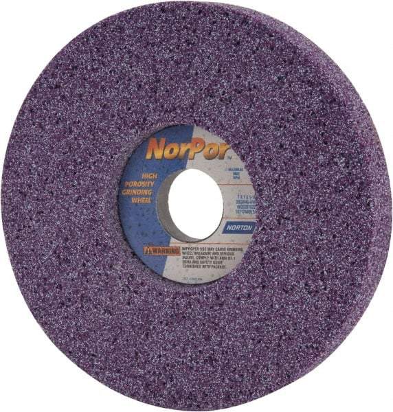 Norton - 7" Diam x 1-1/4" Hole x 1" Thick, H Hardness, 46 Grit Surface Grinding Wheel - Ceramic, Type 5, Coarse Grade, 3,600 Max RPM, Vitrified Bond, One-Side Recess - Caliber Tooling