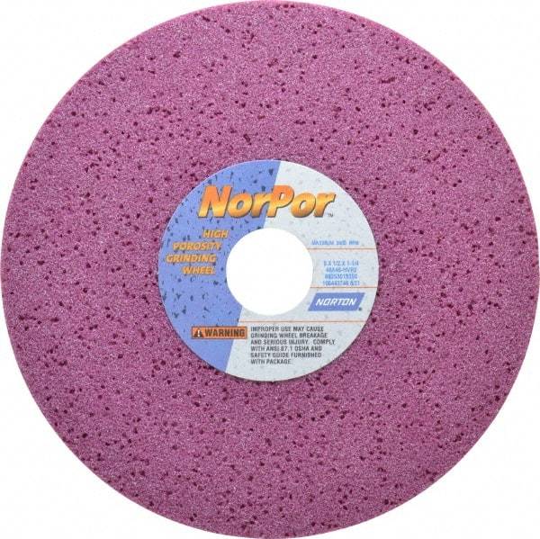 Norton - 8" Diam x 1-1/4" Hole x 1/2" Thick, H Hardness, 46 Grit Surface Grinding Wheel - Aluminum Oxide, Type 1, Coarse Grade, 3,600 Max RPM, Vitrified Bond, No Recess - Caliber Tooling