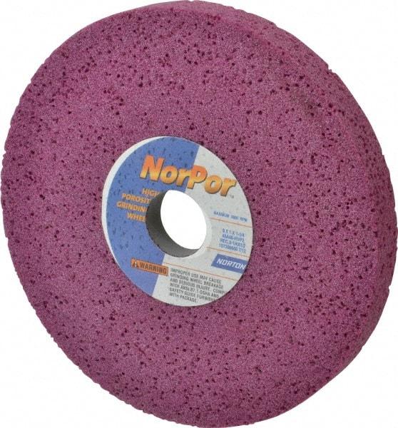 Norton - 8" Diam x 1-1/4" Hole x 1" Thick, H Hardness, 46 Grit Surface Grinding Wheel - Aluminum Oxide, Type 5, Coarse Grade, 3,600 Max RPM, Vitrified Bond, One-Side Recess - Caliber Tooling