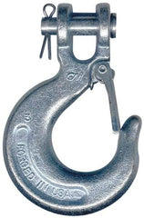 CM - 1/4 Inch Chain Diameter, Grade 43 Clevis Hook - 2,600 Lbs. Load Capacity, 0.36 Inch Inside Diameter, 0.31 Inch Pin Diameter, 0.72 Inch Hook Throat, 2.27 Inch Overall Length, 2.33 Inch Hook Width - Caliber Tooling