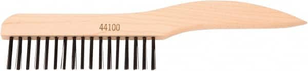 Weiler - 1 Rows x 17 Columns Steel Scratch Brush - 5" Brush Length, 10" OAL, 1-1/16" Trim Length, Wood Shoe Handle - Caliber Tooling