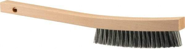 Weiler - 3 Rows x 19 Columns Steel Plater Brush - 5-1/2" Brush Length, 13" OAL, 1" Trim Length, Wood Curved Handle - Caliber Tooling