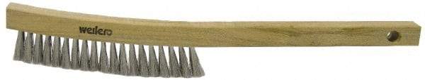 Weiler - 4 Rows x 18 Columns Stainless Steel Plater Brush - 5" Brush Length, 10" OAL, 1" Trim Length, Wood Shoe Handle - Caliber Tooling