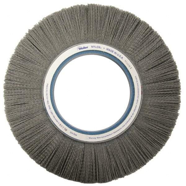 Weiler - 12" OD, Crimped Nylon Wheel Brush - 1-1/8" Face Width, 2-3/4" Trim Length, 0.04" Filament Diam, 1,800 RPM - Caliber Tooling