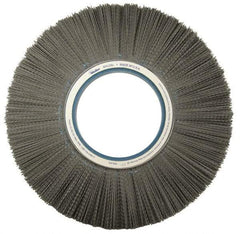 Weiler - 14" OD, Crimped Nylon Wheel Brush - 1-1/8" Face Width, 3-3/4" Trim Length, 0.022" Filament Diam, 1,800 RPM - Caliber Tooling