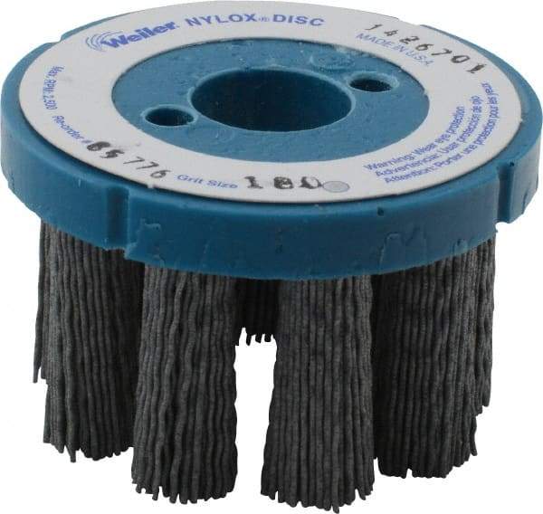 Weiler - 3" 180 Grit Silicon Carbide Crimped Disc Brush - Very Fine Grade, Plain Hole Connector, 1-1/2" Trim Length, 7/8" Arbor Hole - Caliber Tooling