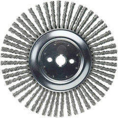 Weiler - 12" OD, 1" Arbor Hole, Stringer Bead Steel Wheel Brush - 3/8" Face Width, 2-3/4" Trim Length, 6,000 RPM - Caliber Tooling