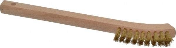 Weiler - 2 Rows x 9 Columns Brass Scratch Brush - 8-3/4" OAL, 5/8" Trim Length, Wood Toothbrush Handle - Caliber Tooling