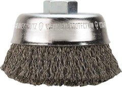 Milwaukee Tool - 4" OD, 5/8" Arbor Hole, Crimped Stainless Steel Wheel Brush - 1/2" Face Width, 3/4" Trim Length, 0.014" Filament Diam, 12,000 RPM - Caliber Tooling