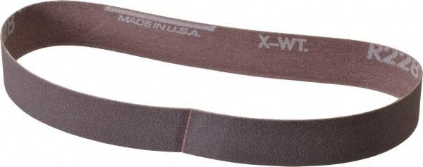 Norton - 1" Wide x 18" OAL, 120 Grit, Aluminum Oxide Abrasive Belt - Aluminum Oxide, Fine, Coated, Series R228 - Caliber Tooling