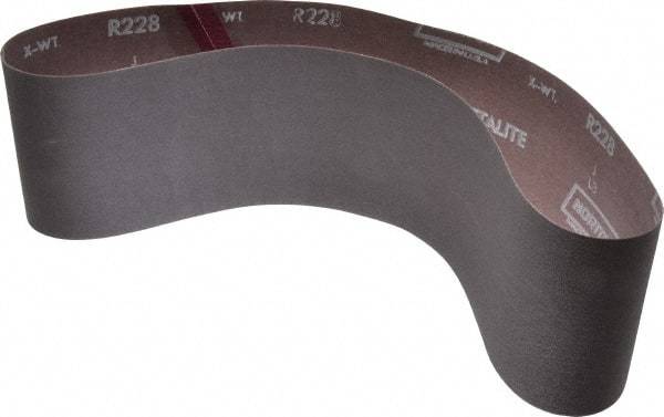 Norton - 4" Wide x 36" OAL, 240 Grit, Aluminum Oxide Abrasive Belt - Aluminum Oxide, Very Fine, Coated, Series R228 - Caliber Tooling