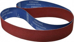 Norton - 2" Wide x 60" OAL, 50 Grit, Ceramic Abrasive Belt - Ceramic, Coarse, Coated, Y Weighted Cloth Backing, Series R981 - Caliber Tooling