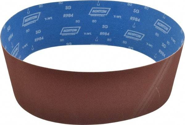 Norton - 6" Wide x 48" OAL, 80 Grit, Ceramic Abrasive Belt - Ceramic, Medium, Coated, Y Weighted Cloth Backing, Series R984 - Caliber Tooling