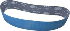 Norton - 4" Wide x 54" OAL, 36 Grit, Zirconia Alumina Abrasive Belt - Zirconia Alumina, Very Coarse, Coated, Y Weighted Cloth Backing, Series R821 - Caliber Tooling