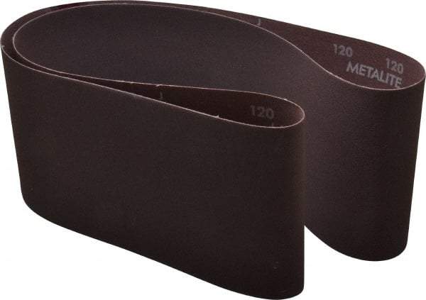 Norton - 6" Wide x 60" OAL, 120 Grit, Aluminum Oxide Abrasive Belt - Aluminum Oxide, Fine, Coated, Series R228 - Caliber Tooling