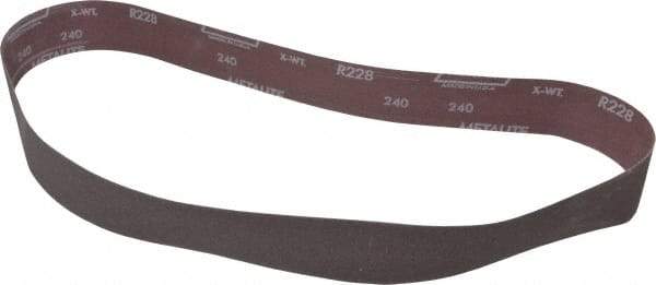 Norton - 2" Wide x 48" OAL, 240 Grit, Aluminum Oxide Abrasive Belt - Aluminum Oxide, Very Fine, Coated, Series R228 - Caliber Tooling