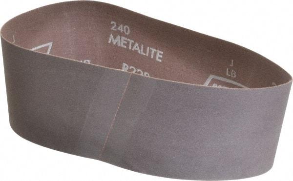 Norton - 3" Wide x 21" OAL, 240 Grit, Aluminum Oxide Abrasive Belt - Aluminum Oxide, Very Fine, Coated, Series R228 - Caliber Tooling