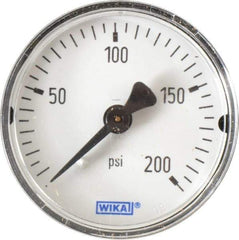 Wika - 2" Dial, 1/4 Thread, 0-200 Scale Range, Pressure Gauge - Center Back Connection Mount, Accurate to 3-2-3% of Scale - Caliber Tooling