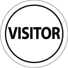 NMC - Visitor, Hard Hat Label - Black on White, 2" Thick, For Visitor - Caliber Tooling