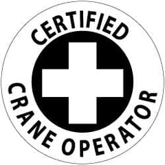 NMC - Certified Crane Operator, Hard Hat Label - Black on White, 2" Thick, For Certified Operator - Caliber Tooling