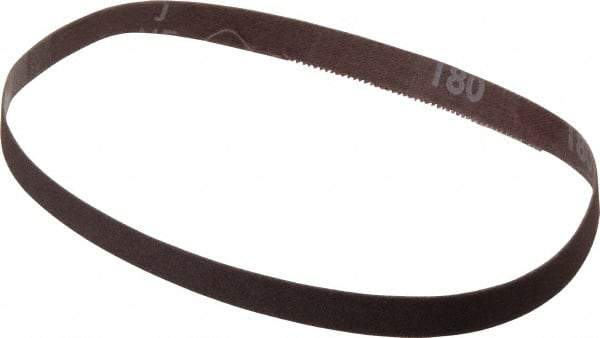 Norton - 1/2" Wide x 18" OAL, 180 Grit, Aluminum Oxide Abrasive Belt - Aluminum Oxide, Very Fine, Coated, Series R228 - Caliber Tooling