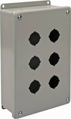 nVent Hoffman - 6 Hole, 1.2 Inch Hole Diameter, Steel Pushbutton Switch Enclosure - 10-1/2 Inch High x 6.47 Inch Wide x 3 Inch Deep, 12, 13 NEMA Rated - Caliber Tooling