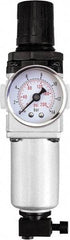 PRO-SOURCE - 1" NPT Port Heavy Duty 1 Piece Filter/Regulator FRL Unit - Aluminum Bowl, 193 SCFM, 215 Max psi, 14.6" High, Manual Drain - Caliber Tooling