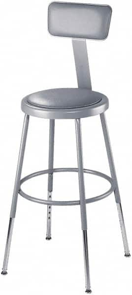 NPS - 16-3/4" Wide x 20-1/2" Deep x 44 to 53-1/2" High, Standard Base, Adjustable Seat Stool - Vinyl Seat, Gray - Caliber Tooling