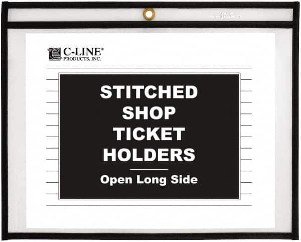 C-LINE - 25 Piece Clear Stitched Shop Ticket Holder-Open Long Side - 11" High x 8-1/2" Wide - Caliber Tooling