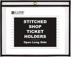 C-LINE - 25 Piece Clear Stitched Shop Ticket Holder-Open Long Side - 12" High x 9" Wide - Caliber Tooling