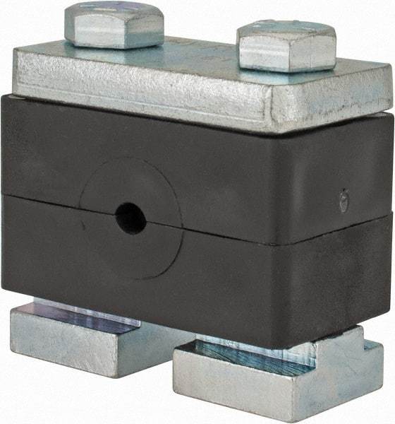 HYDAC - 2.87" Wide x 1.89" High x 1.18" Deep, Polypropylene Heavy Duty C-Rail Mount Vibration-Control Clamp - Carbon Steel Plate, Mount with C-Rail Nuts, Top plates, Clamp Pairs, and Bolts - Caliber Tooling