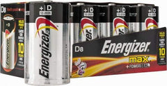 Energizer - Size D, Alkaline, 8 Pack, Standard Battery - 1.5 Volts, Flat Terminal, LR20, ANSI, IEC Regulated - Caliber Tooling