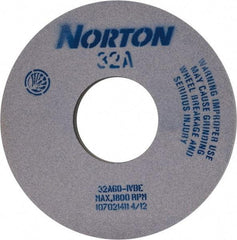 Norton - 14" Diam x 5" Hole x 1" Thick, I Hardness, 60 Grit Surface Grinding Wheel - Aluminum Oxide, Type 1, Medium Grade, 1,800 Max RPM, Vitrified Bond - Caliber Tooling