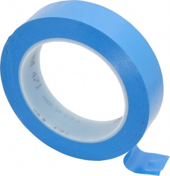 3M - Blue Solid Color Vinyl Tape - 1" Wide x 108' Long x 5.2 mil Thick, General Traffic - Caliber Tooling