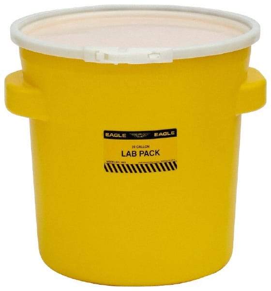 Eagle - 20 Gallon Capacity, Plastic Lever Lock, Yellow Lab Pack - 5 Gallon Container, Polyethylene, 88 Lb. Capacity, UN 1H2/X40/S Listing - Caliber Tooling