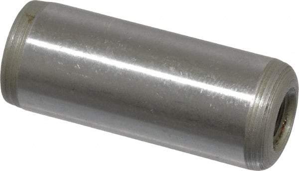 Jergens - 1/2" Diam x 1-1/4" Pin Length C-1215 Alloy Steel Pull Out Dowel Pin - C 47-58 & C 60-64 (Surface) Hardness, 1 Beveled & 1 Threaded End - Caliber Tooling