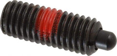 Jergens - 1/2-13, 1-1/4" Thread Length, 1/4" Plunger Projection, Steel Threaded Spring Plunger - 1/4" Max Plunger Diam, 1-1/4" Plunger Length, 6.6 Lb Init End Force, 17.4 Lb Final End Force, 1/4" Hex - Caliber Tooling