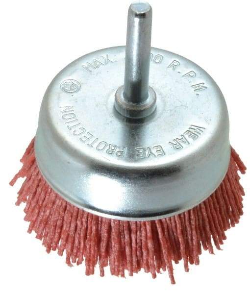 Value Collection - 3" Diam, 1/4" Hole Size Straight Wire Nylon Cup Brush - Coarse Grade, 4,500 Max RPM - Caliber Tooling