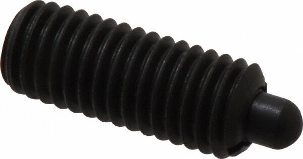 Jergens - 1/2-13, 1-1/4" Thread Length, 1/4" Plunger Projection, Steel Threaded Spring Plunger - 1/4" Max Plunger Diam, 1-1/4" Plunger Length, 6.6 Lb Init End Force, 17.4 Lb Final End Force, 1/4" Hex - Caliber Tooling